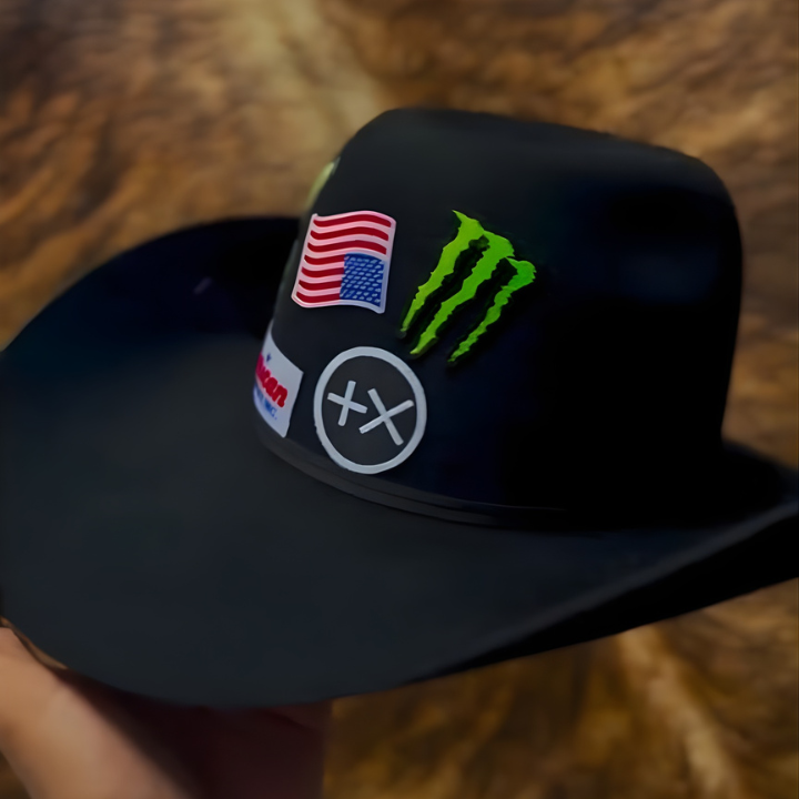 Chapeu Pralana preto + Adesivos