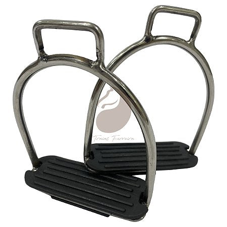 Estribo De Aço Inox Com Borracha De Aderência Confortável - Para Selas e Arreios